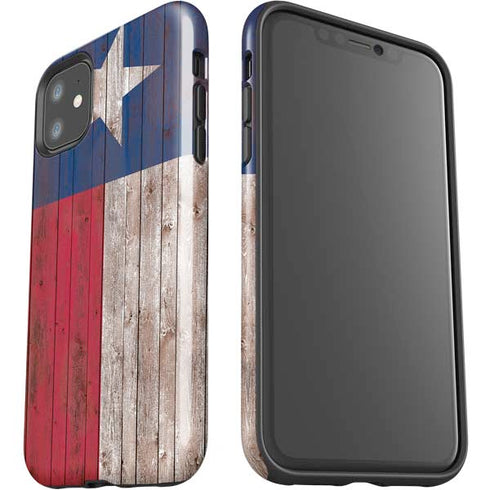 Texas Flag Dark Wood iPhone 11 Impact Case