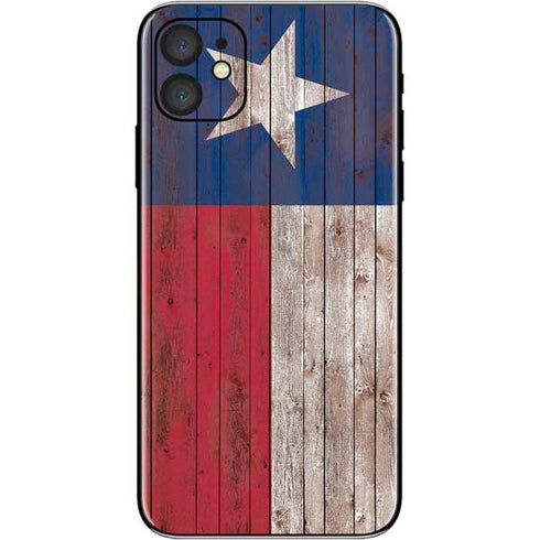 Texas Flag Dark Wood iPhone 11 Skin