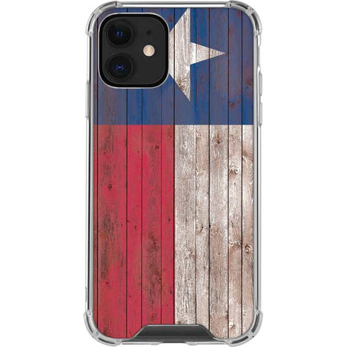 Texas Flag Dark Wood iPhone 12 Clear Case