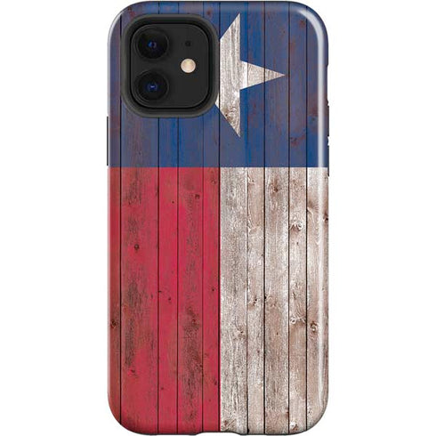 Texas Flag Dark Wood iPhone 12 Impact Case