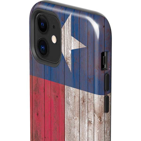 Texas Flag Dark Wood iPhone 12 Impact Case
