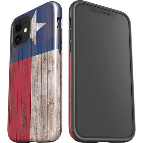 Texas Flag Dark Wood iPhone 12 Impact Case