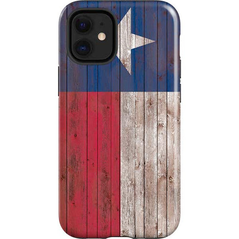 Texas Flag Dark Wood iPhone 12 Mini Impact Case