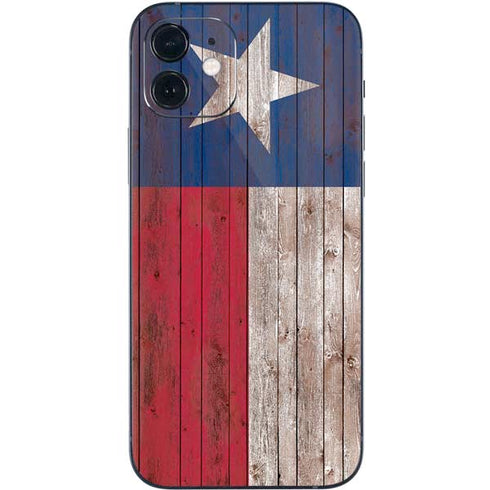 Texas Flag Dark Wood iPhone 12 Mini Skin