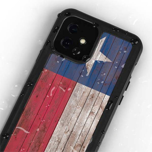 Texas Flag Dark Wood iPhone 12 Mini Waterproof Case
