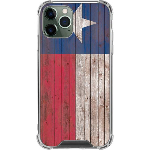 Texas Flag Dark Wood iPhone 12 Pro Clear Case