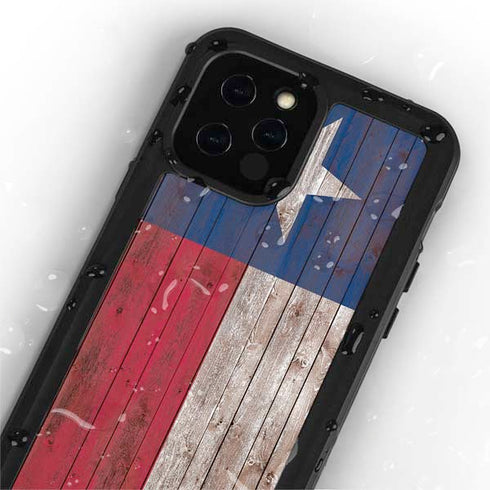Texas Flag Dark Wood iPhone 12 Pro Waterproof Case