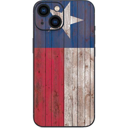 Texas Flag Dark Wood iPhone 13 Mini Skin