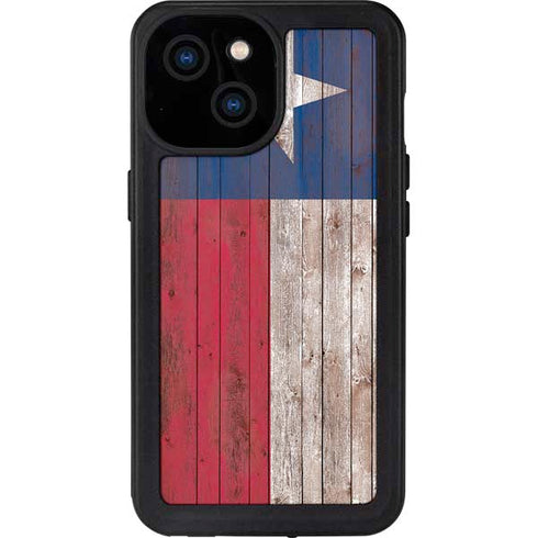 Texas Flag Dark Wood iPhone 13 Mini Waterproof Case