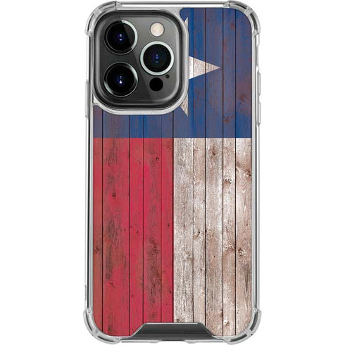 Texas Flag Dark Wood iPhone 13 Pro Clear Case