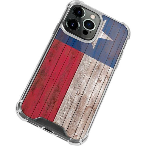 Texas Flag Dark Wood iPhone 13 Pro Clear Case