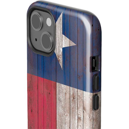 Texas Flag Dark Wood iPhone 15 Plus Impact Case