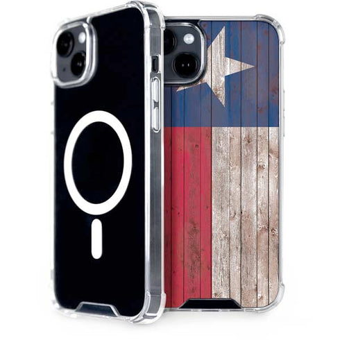 Texas Flag Dark Wood iPhone 15 MagSafe Case