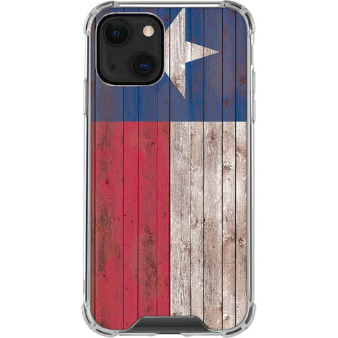 Texas Flag Dark Wood iPhone 14 Plus Clear Case