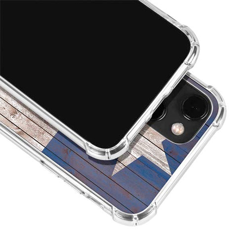 Texas Flag Dark Wood iPhone 14 Plus Clear Case