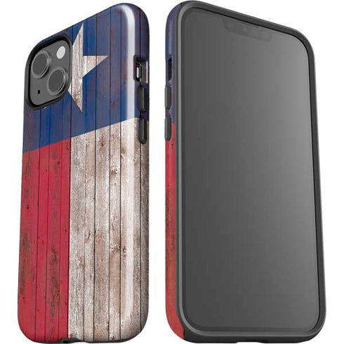 Texas Flag Dark Wood iPhone 14 Impact Case
