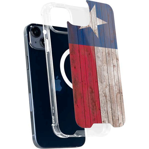 Texas Flag Dark Wood iPhone 15 Plus MagSafe Case