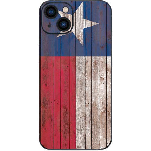 Texas Flag Dark Wood iPhone 15 Plus Skin