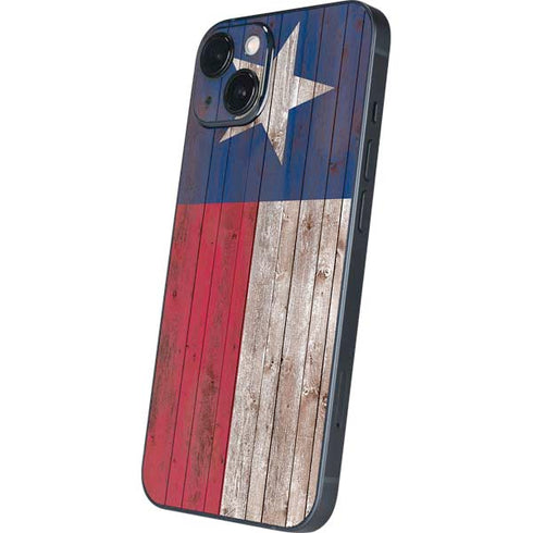 Texas Flag Dark Wood iPhone 15 Plus Skin