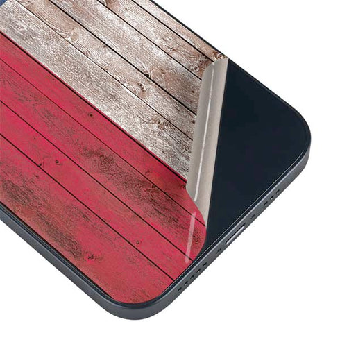 Texas Flag Dark Wood iPhone 14 Plus Skin
