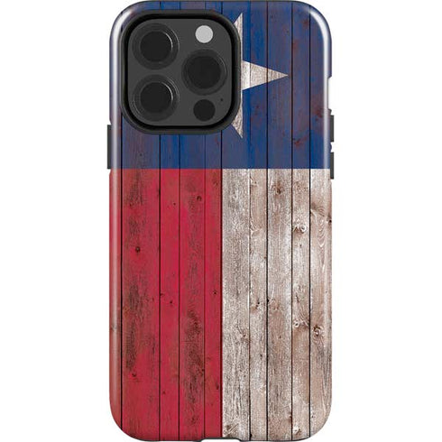 Texas Flag Dark Wood iPhone 14 Pro Impact Case
