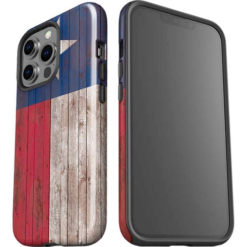 Texas Flag Dark Wood iPhone 14 Pro Impact Case