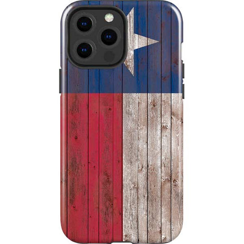 Texas Flag Dark Wood iPhone 15 Pro Max Impact Case