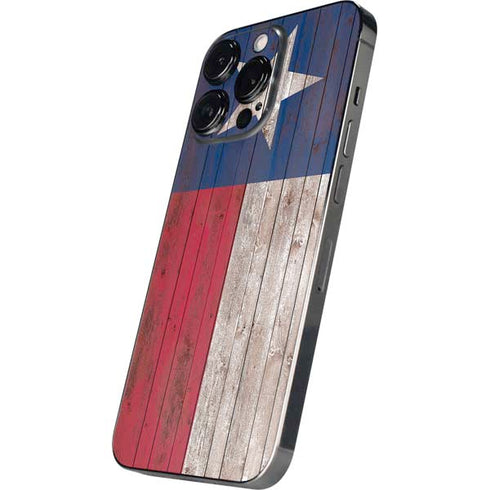 Texas Flag Dark Wood iPhone 14 Pro Skin