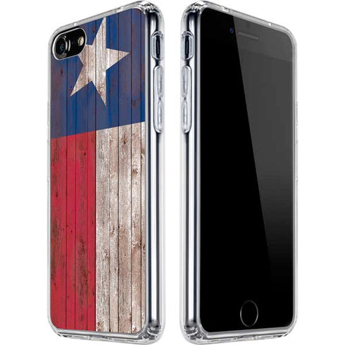 Texas Flag Dark Wood iPhone SE (2nd & 3rd Gen) Clear Case