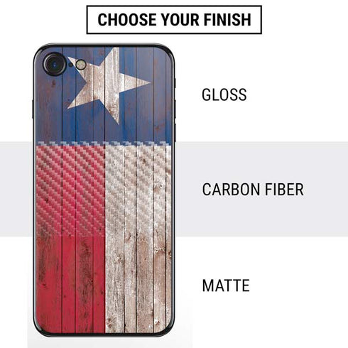 Texas Flag Dark Wood iPhone SE (2nd & 3rd Gen) Skin