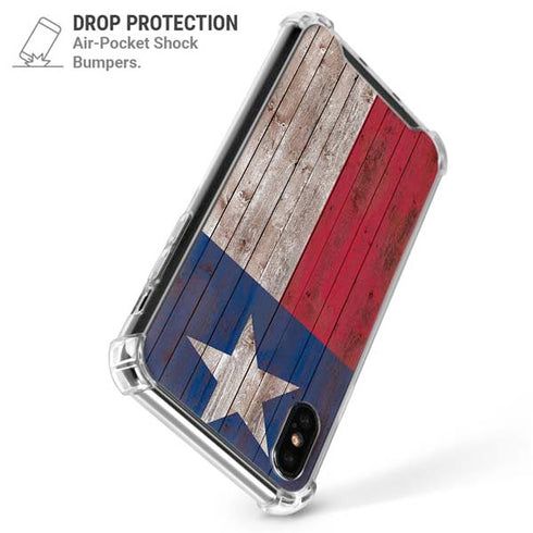 Texas Flag Dark Wood iPhone XS Max Clear Case