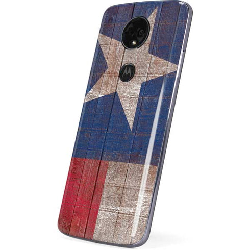 Texas Flag Dark Wood Moto E5 Plus Skin