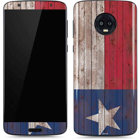 Texas Flag Dark Wood Moto G6 Skin