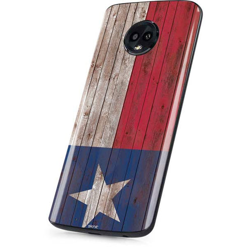 Texas Flag Dark Wood Moto G6 Skin
