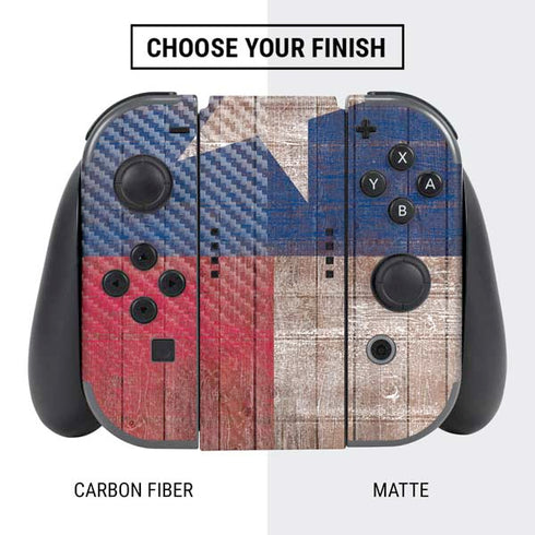 Texas Flag Dark Wood Nintendo Switch Bundle Skin