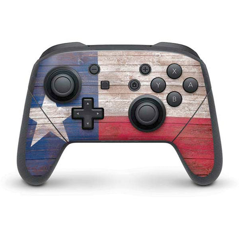 Texas Flag Dark Wood Nintendo Switch Pro Controller Skin