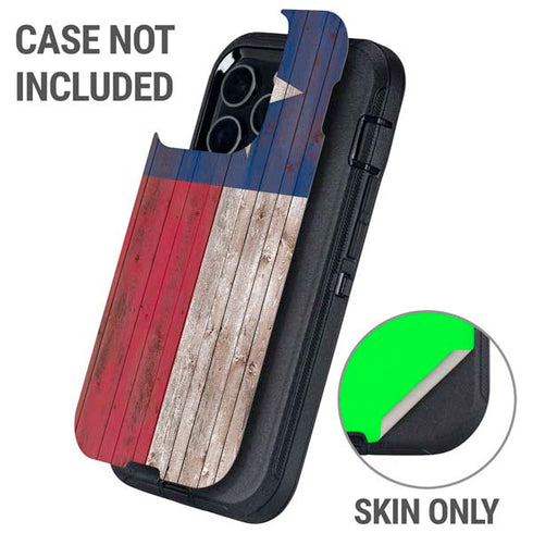 Texas Flag Dark Wood Otterbox Defender iPhone Skin