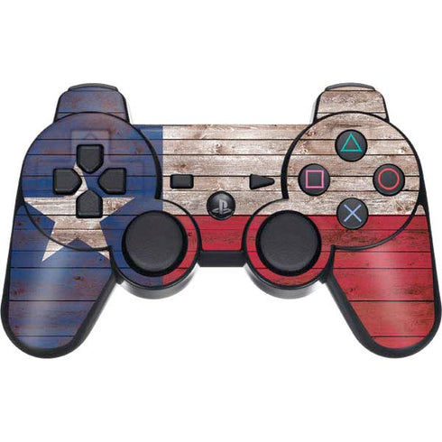 Texas Flag Dark Wood PS3 Dual Shock wireless controller Skin