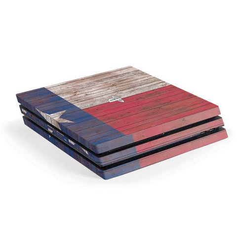 Texas Flag Dark Wood PS4 Pro Console Skin