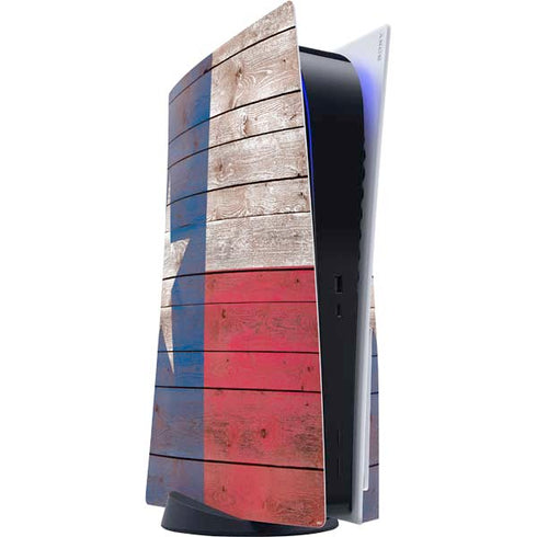 Texas Flag Dark Wood PS5 Console Skin