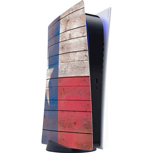 Texas Flag Dark Wood PS5 Digital Edition Console Skin