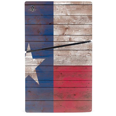 Texas Flag Dark Wood PS5 Slim Disk Bundle Skin
