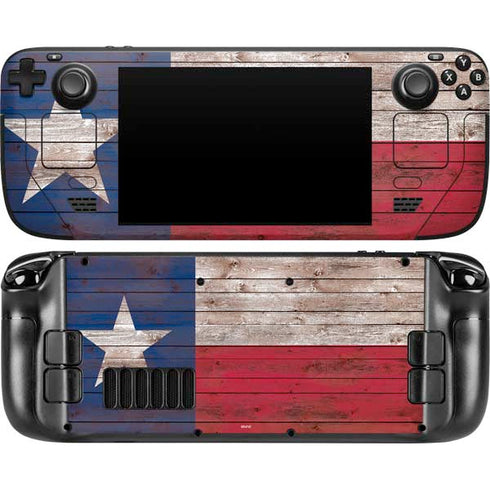 Texas Flag Dark Wood Steam Deck Handheld Gaming Computer Skin