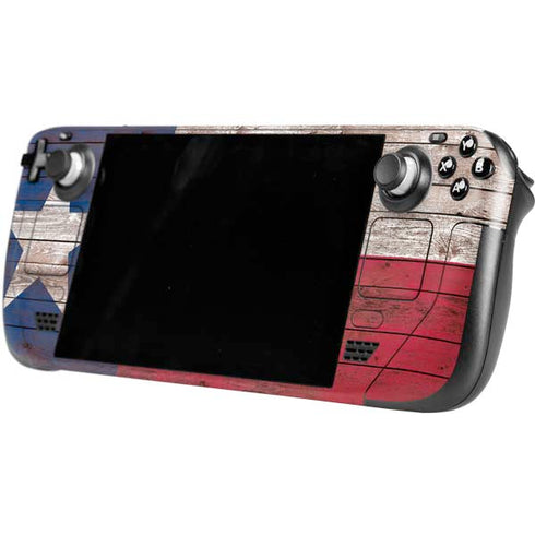 Texas Flag Dark Wood Steam Deck Handheld Gaming Computer Skin