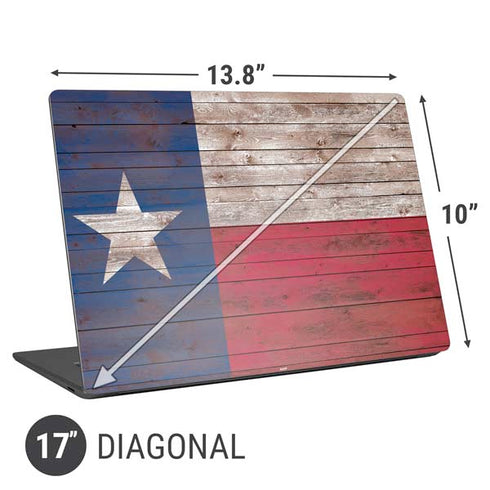 Texas Flag Dark Wood Universal Laptop 17in (13.8 x 10in) Skin