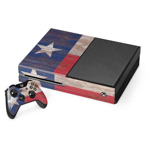 Texas Flag Dark Wood Xbox One Console and Controller Bundle Skin