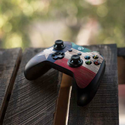 Texas Flag Dark Wood Xbox One Controller Skin