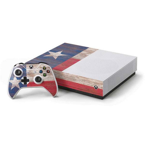 Texas Flag Dark Wood Xbox One S All-Digital Edition Bundle Skin