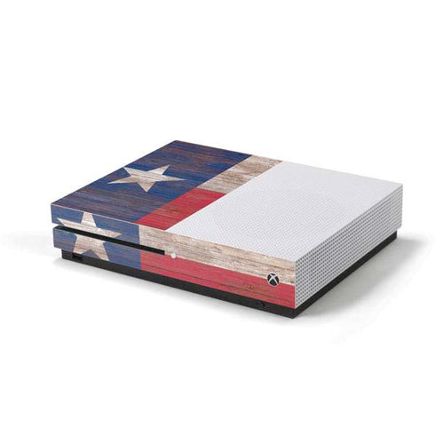 Texas Flag Dark Wood Xbox One S Console Skin