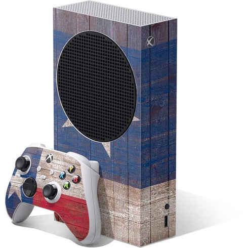 Texas Flag Dark Wood Xbox Series S Skins